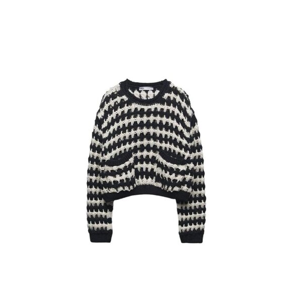 Zara Sweaters - ZARA OPEN-KNIT CROPPED SWEATER STRIPED SIZE S | 5802/032